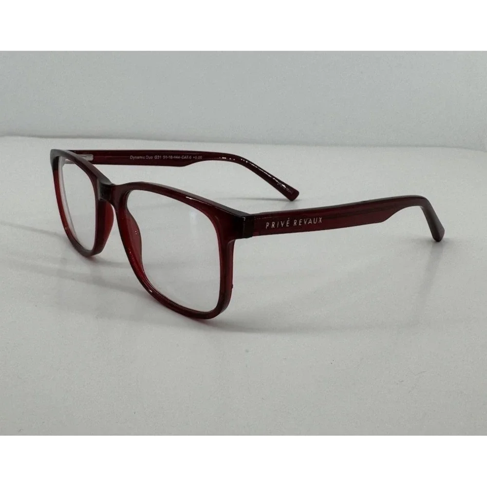 Prive Revaux Dynamic Duo Clear Lens Glasses +0.00 Non Prescription Red Frames